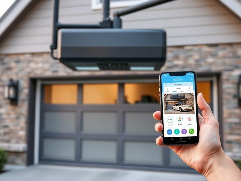 Smart garage door opener with smartphone app control showing modern technology integration