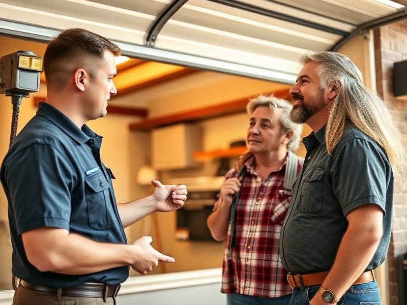 Seagoville Garage Doors technician explaining repair options to homeowners